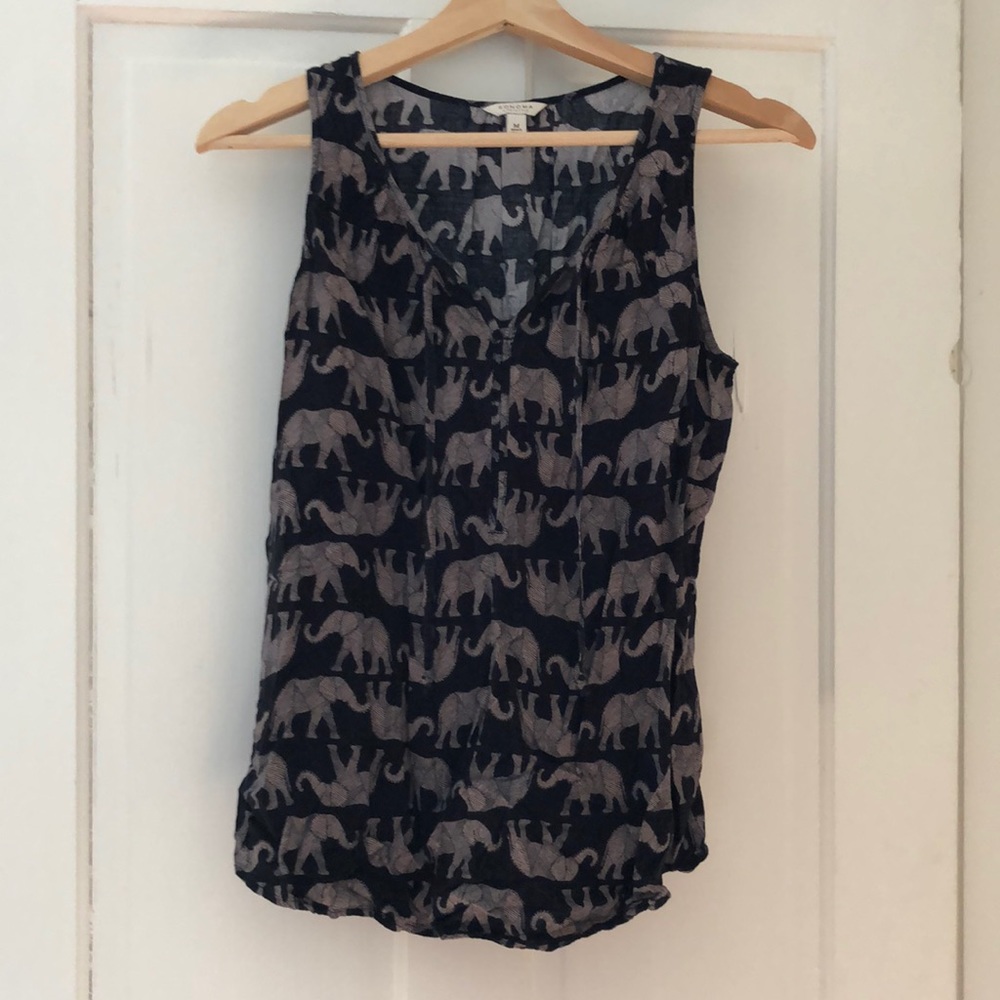 3/$15 🍁 Black/cream boho elephant tank